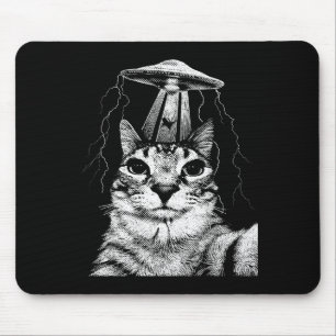Cat selfie ufo vintage funny cats lover meme retro mouse pad