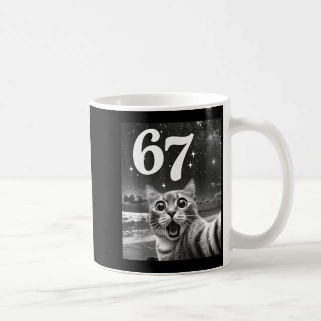 Cat Selfie With 67 Meme Funny Cats Graphic For Men Coffee Mug (Right)