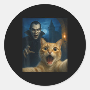 Cat Selfie With A Vamre Funny Cat  Classic Round Sticker