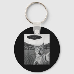 Cat Selfie With Alien Ufo Funny Cat Funny Alien Key Ring