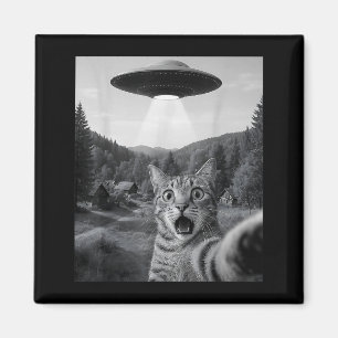 Cat Selfie With Alien Ufo Funny Cat Funny Ed Cat Magnet