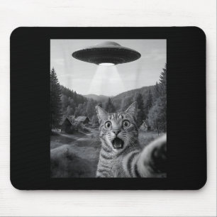 Cat Selfie With Alien Ufo Funny Cat Funny Ed Cat Mouse Pad