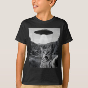 Cat Selfie With Alien Ufo Funny Cat Funny Ed Cat T-Shirt
