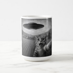 Cat Selfie With Alien UFO Funny Cat Gifts Coffee Mug