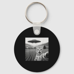 Cat Selfie With Alien Ufo Funny Cat Gifts For Men Key Ring