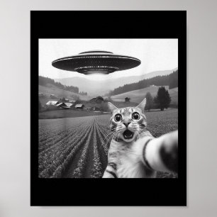 Cat Selfie With Alien Ufo Funny Cat Gifts For Men  Poster