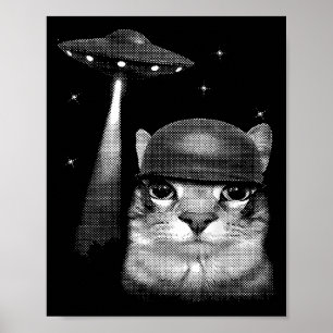 Cat Selfie With Alien Ufo Funny Cat Gifts For Men  Poster