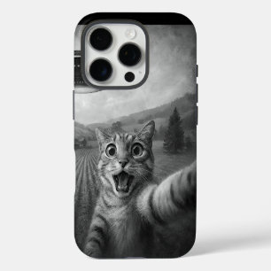 Cat Selfie With Alien UFO Funny Cat Gifts iPhone 16 Pro Case