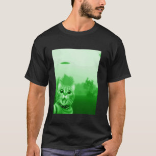 Cat Selfie With Alien UFO Funny Cat Mens Womens To T-Shirt