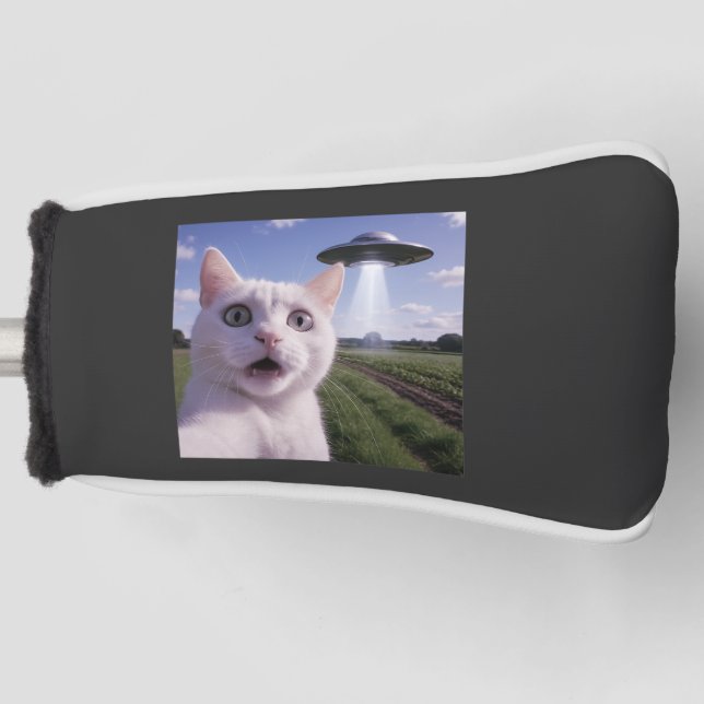 Cat Selfie With Alien Ufo Golf Head Cover (Front)