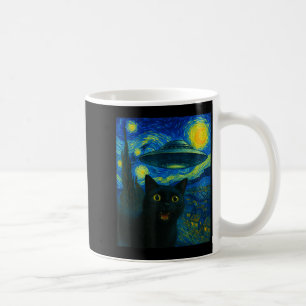 Cat Selfie With Alien Ufo Night Van Gogh Men Women Coffee Mug