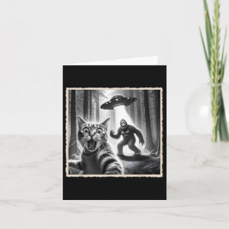 Cat Selfie With Bigfoot & Ufo _ Funny Sasquatc Card