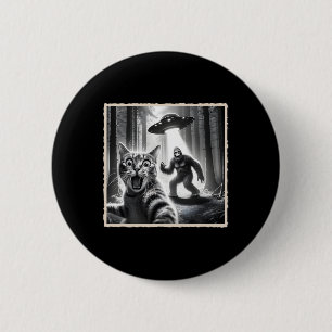 Cat Selfie With Bigfoot And Ufo Funny Sasquatch Ca 6 Cm Round Badge