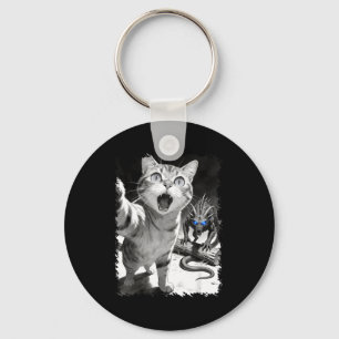 Cat selfie with chupacabra funny cryptid meme  key ring