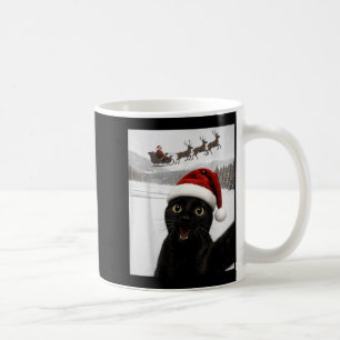 Cat Selfie With Santa Funny Black Cat Christmas Me Coffee Mug