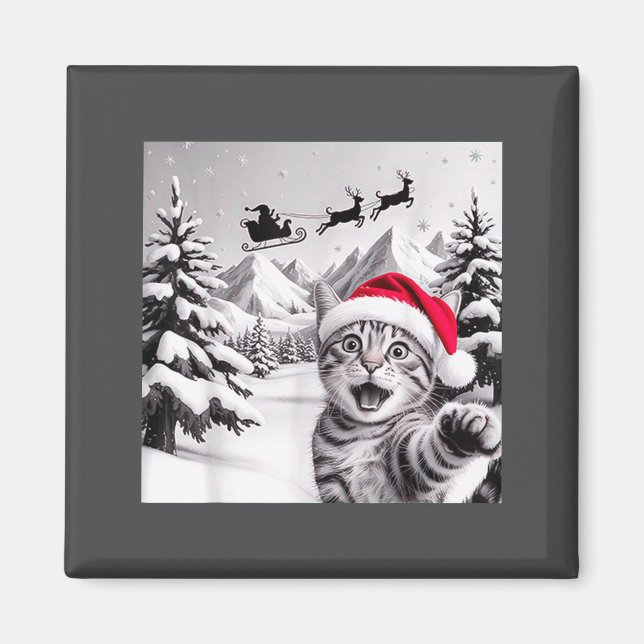 Cat Selfie With Santa  Magnet (Front)