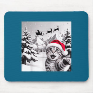 Cat Selfie With Santa Mouse Pad