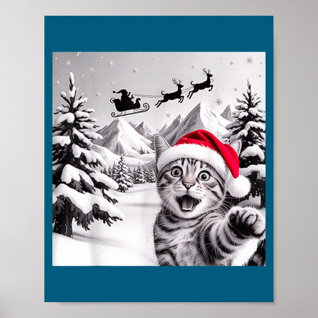 Cat Selfie With Santa  Poster (Front)