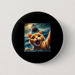 Cat Selfie With Shark Funny  6 Cm Round Badge
