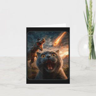 Cat Selfie With T-rex Dinosaur Funny Cat T Rex Shi Card