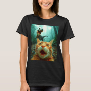 Cat Selfie With T-rex Dinosaur Trex Dino Men Women T-Shirt