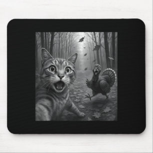 Cat Selfie With Turkey Funny Happy Thanksgiving Da Mouse Pad