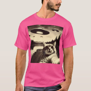 Cat Selfie With Ufo T-Shirt