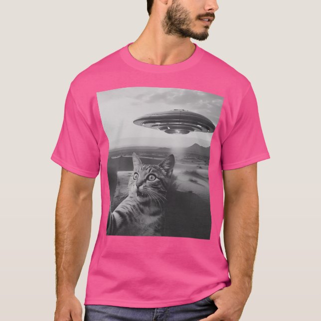 Cat Selfie With Ufo T-Shirt (Front)