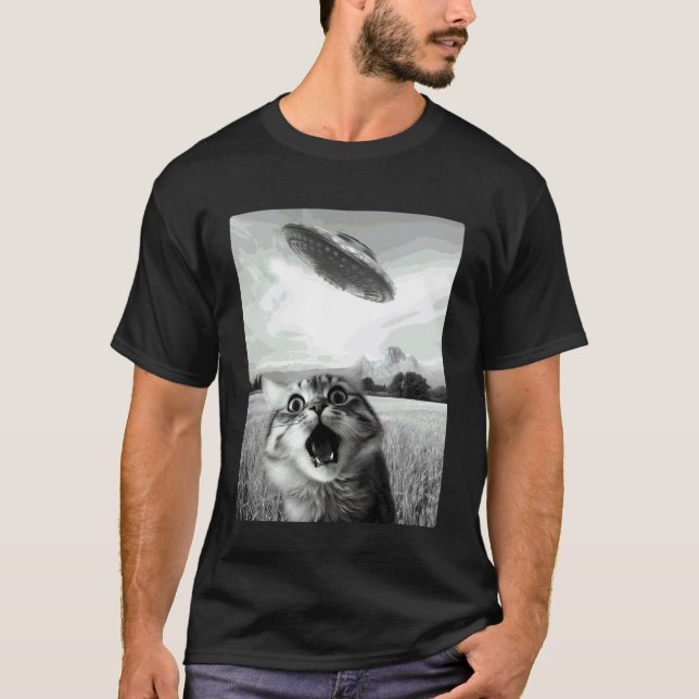 Cat Selfie With UFO T-Shirt (Front)