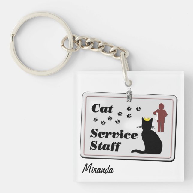 Cat Service Staff (customisable) Key Ring (Front)