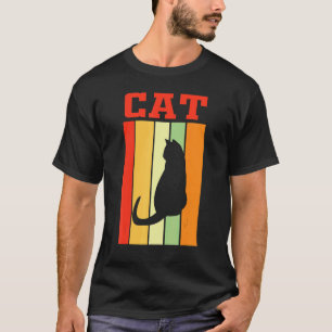 Cat Shadow Silhouette In Retro Colours T-Shirt