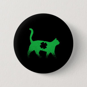 Cat Shamrock Saint Patricks Day 6 Cm Round Badge