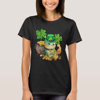 Cat Shamrock St Patricks Day Cat Irish T-Shirt