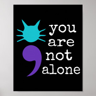 Cat Shape Semicolon Gift Prevention Awareness Poster