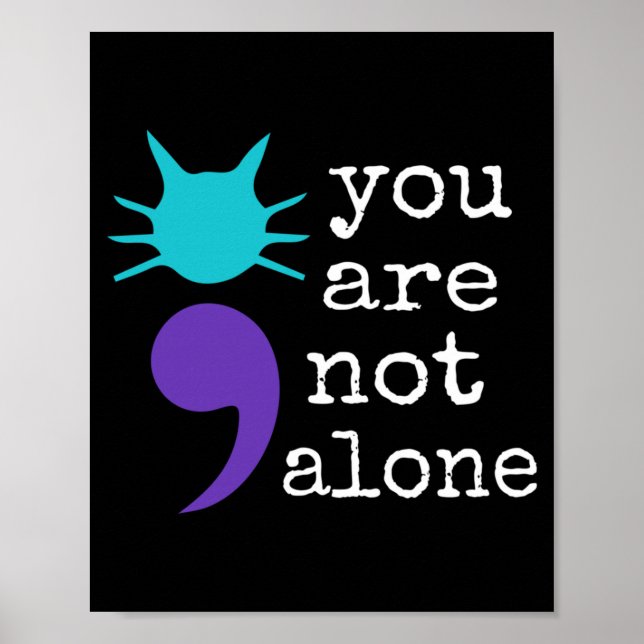 Cat Shape Semicolon Gift Prevention Awareness Poster (Front)