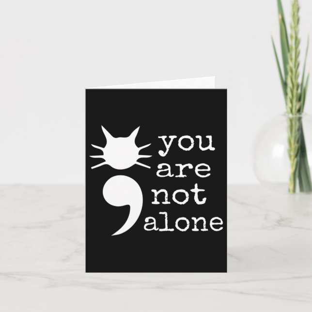 Cat Shape Semicolon Gift Suicide Prevention Awaren Card (Front)