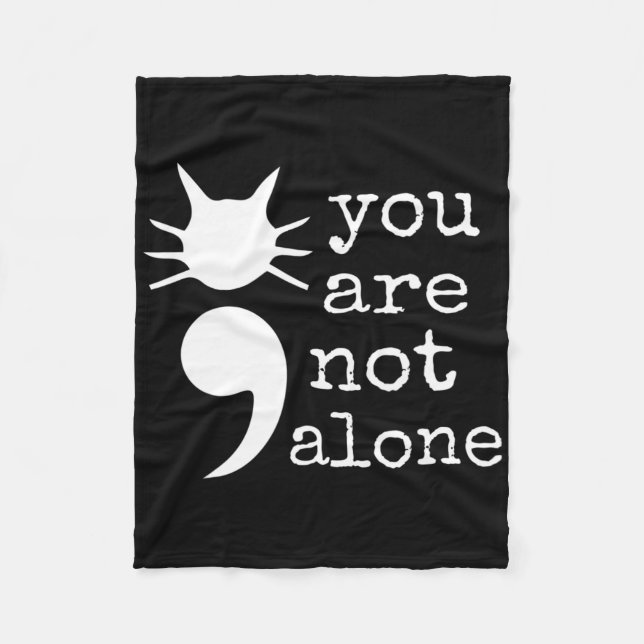 Cat Shape Semicolon Gift Suicide Prevention Awaren Fleece Blanket (Front)