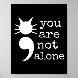 Cat Shape Semicolon Gift Suicide Prevention Awaren Poster