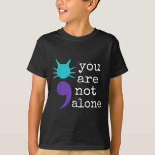 Cat Shape Semicolon Gift Suicide Prevention Awaren T-Shirt