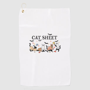 Cat Sheet Cute Black Cats in Ghost Halloween Men W Golf Towel