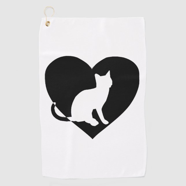 Cat Shirt - Cat in heart for Cat owners Golf Towel (Front)