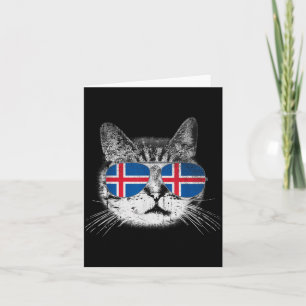Cat Shirt Icelandic Iceland Flag Country Men Women Card