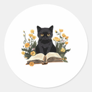 Cat Shirts For Women Book Lover Shirt Cute Cat And Classic Round Sticker