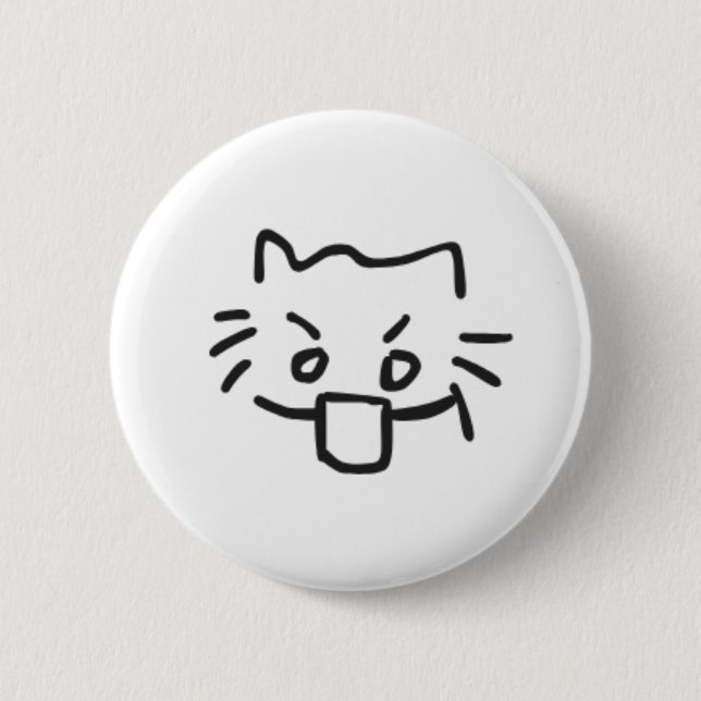 cat shocked 6 cm round badge (Front)