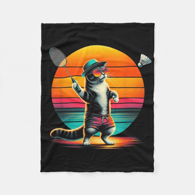 Cat Shuttle Badminton For Men Women  Fleece Blanket (Front)
