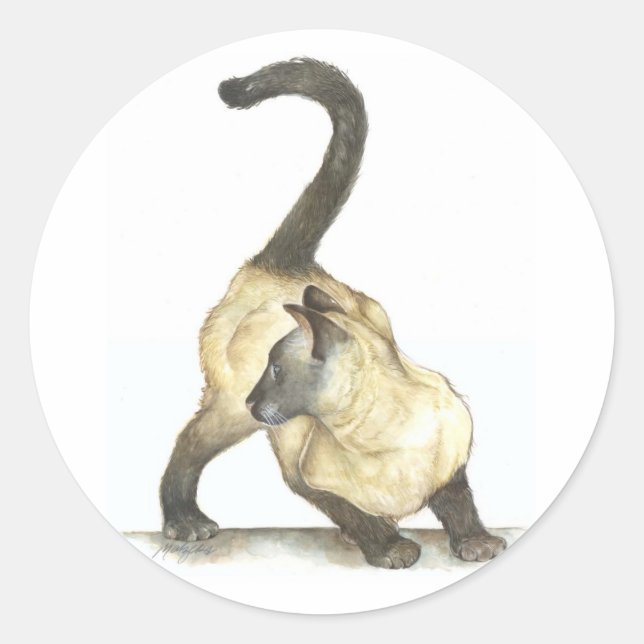 cat siamese classic round sticker (Front)