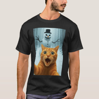 Cat Sie Scary Snowman Christmas Funny Kitty Humor  T-Shirt