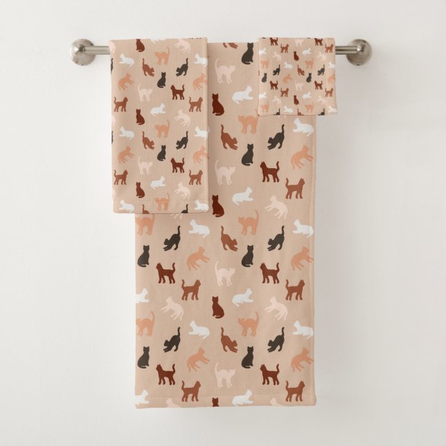 Cat silhouette bath towel set (Insitu)