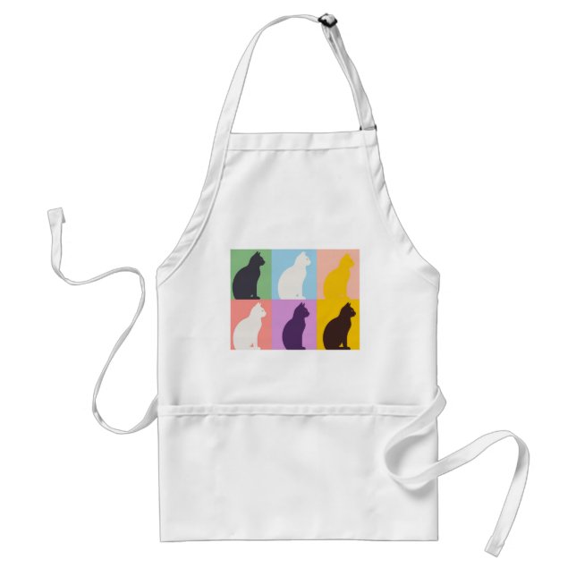 Cat silhouette colorful standard apron (Front)