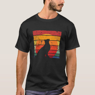 Cat Silhouette Distressed Retro Sunset Design T-Shirt